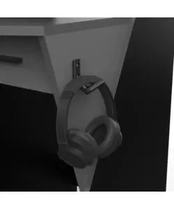 SCRIVANIA "GAMING" NERA CON PORTACUFFIE E PASSACAVI, 123,5X59,8X90,2 CM